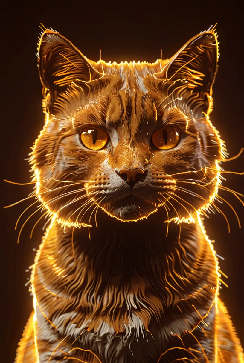 Digital Cat, golden wireframe of Furry Cat, vhs grain, brown lighting, orange reflections, CRT grain, white noise glitch, accurate cat features
[reflections, vibrant lighting, realistic, high quality photo, 4k, hd,  7-RetroDigital, ]
<lora:xl_more_art-full_v1:0.3> <lora:add-detail-xl:0.4>  <lora:Retro Digital v1.0:1>