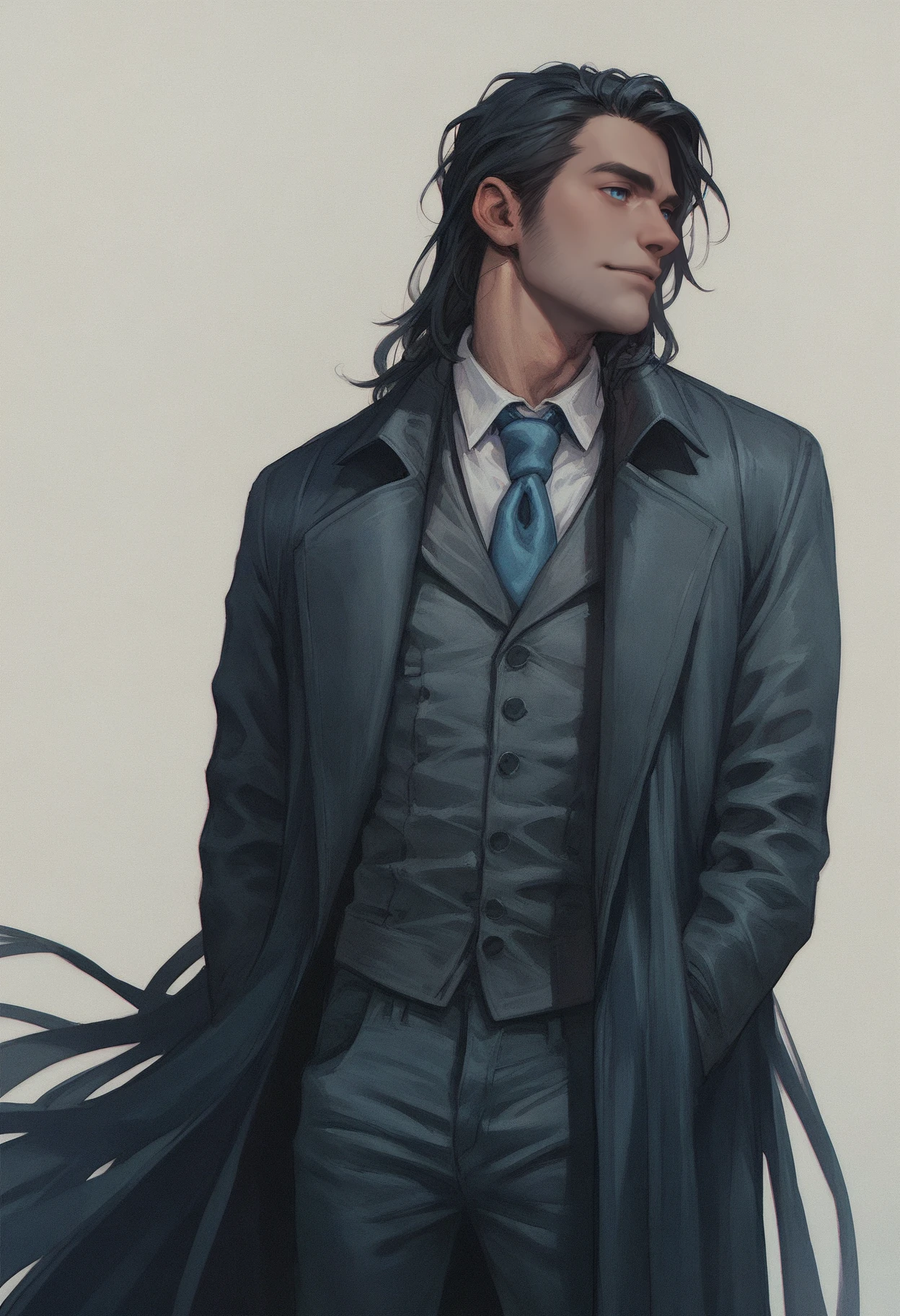 (score_9_up, score_8_up:1.2), score_7_up, waxillium, (tasselled coat:1.2), 1boy, (long black hair), blue eyes, necktie, <lora:Waxillium_Ladrian_-_Mistborn_Era_2_Pony-000012:0.6>