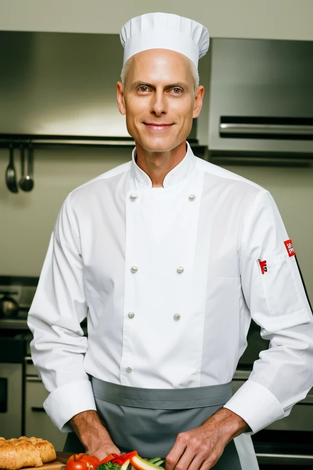 rick scott <lora:senate_018_rick_scott:0.65> , face closeup, face focus, shirt, formal, suit, collared shirt, white shirt, jacket,
wearing a chef hat and apron, with a kitchen in the background,
best quality, masterpiece, HDR, professional, studio quality, highres,