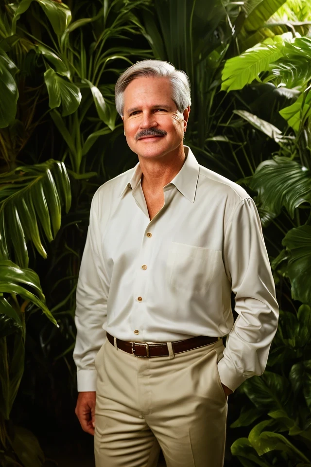 john hoeven <lora:senate_067_john_hoeven:0.65> , face closeup, face focus, shirt, formal, suit, collared shirt, white shirt, jacket,
Wearing a safari outfit with pith helmet, standing in a jungle setting,
best quality, masterpiece, HDR, professional, studio quality, highres,