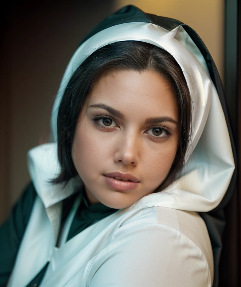 breathtaking ,  ,
<lora:quiron_ApoloniaLapiedra_v5_LorA:0.87> ApoloniaLQuiron,  apolonialapiedra,  1girl, realistic , apolonialapiedraquiron, long hair,
masterpiece, award-winning, professional, highly detailed, ,
nun, habit , stretching, 
best quality,  Dappled Light, (look at viewer), realistic texture skin, skin details,  , side lighting, best shadow, Dutch angle, lightroom, (intricate), high quality, intricate details, low contrast,   ,
 . award-winning, professional, highly detailed