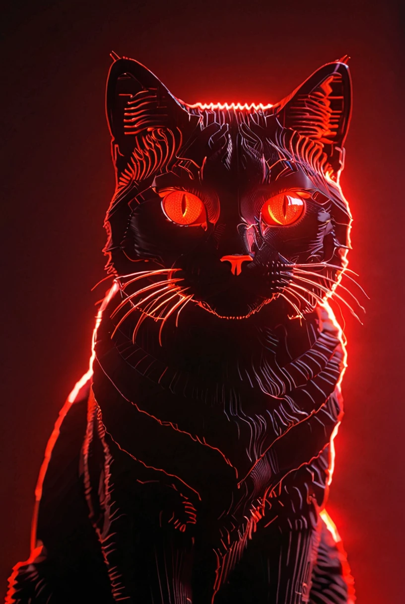 Digital Cat, black wireframe of Furry Cat, vhs grain, red lighting, white reflections, CRT grain, white noise glitch, accurate cat features
[reflections, vibrant lighting, realistic, high quality photo, 4k, hd,  7-RetroDigital, ]
<lora:xl_more_art-full_v1:0.3> <lora:add-detail-xl:0.4>  <lora:Retro Digital v1.0:1>