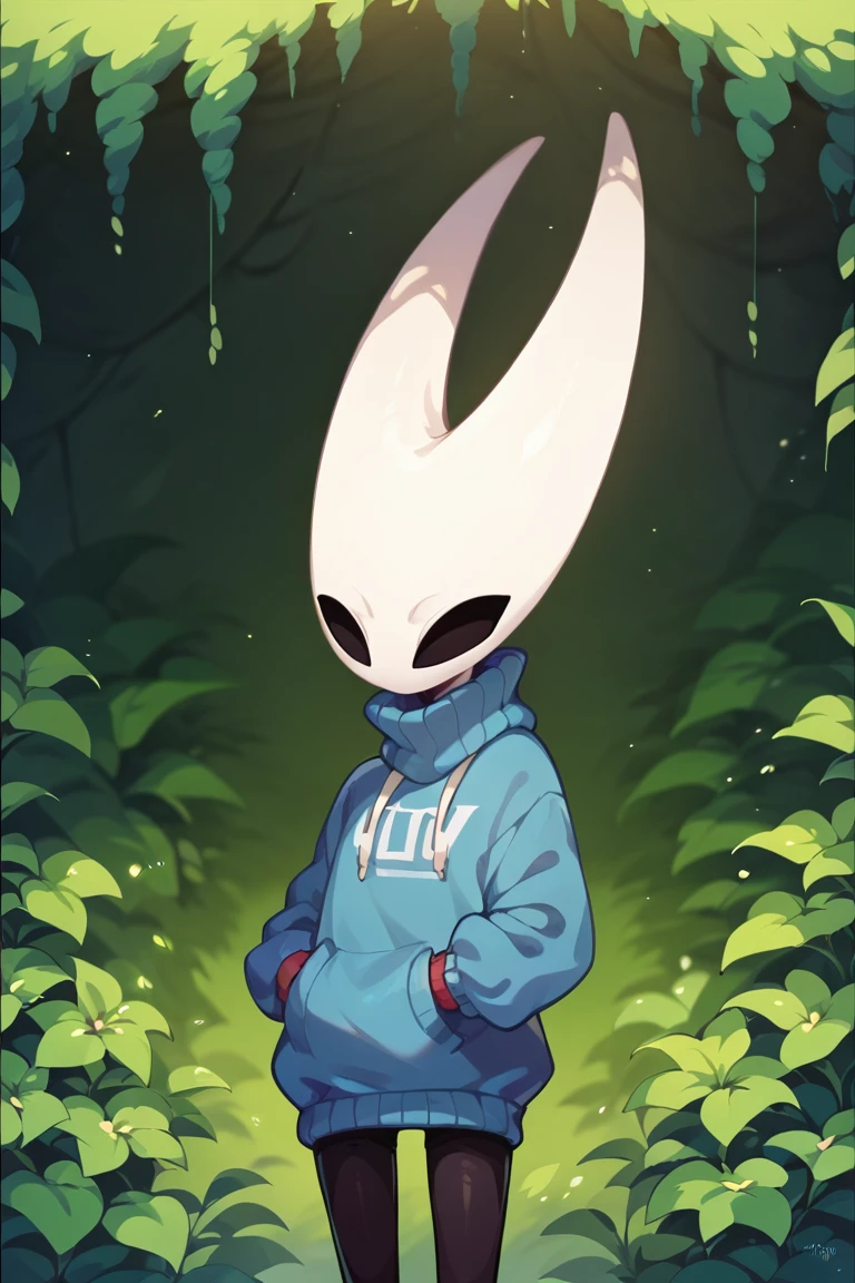 1girl, hornet_hk, blue sweater, standing, <lora:Hornet Hollow Knight Pony XL:0.9>, score_9, score_8_up, score_7_up,