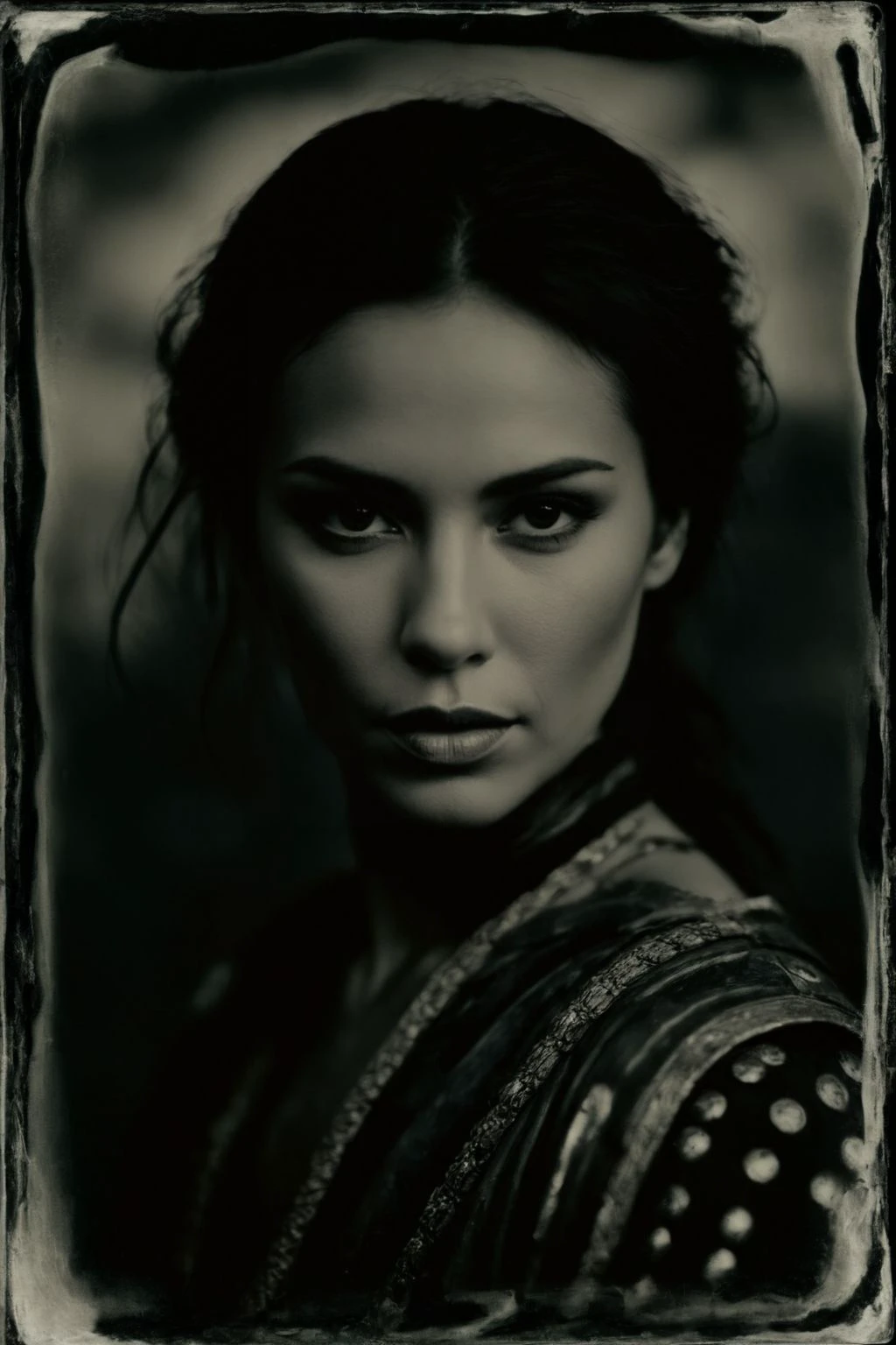 monochrome (wetplatecollodion:1.2),
a european woman wearing ancient warrior outfit,
elegant, elbows out, silhouette, nature,
selective focus, scratches
<lora:fix_hands:1>
<lora:Wet Plate Collodion_SDXLBase-000002:1>