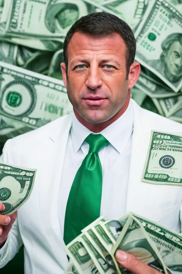 markwayne mullin <lora:senate_072_markwayne_mullin:0.65> , face closeup, face focus, shirt, formal, suit, collared shirt, white shirt, jacket,
green suit, dollars, money, bills, green banknotes flying,
best quality, masterpiece, HDR, professional, studio quality, highres,