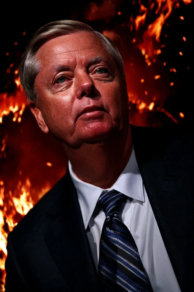 lindsey graham <lora:senate_079_lindsey_graham:0.65> , face closeup, face focus, shirt, formal, suit, collared shirt, white shirt, jacket,
explossion in the background, fire and smoke, movie poster,
best quality, masterpiece, HDR, professional, studio quality, highres,