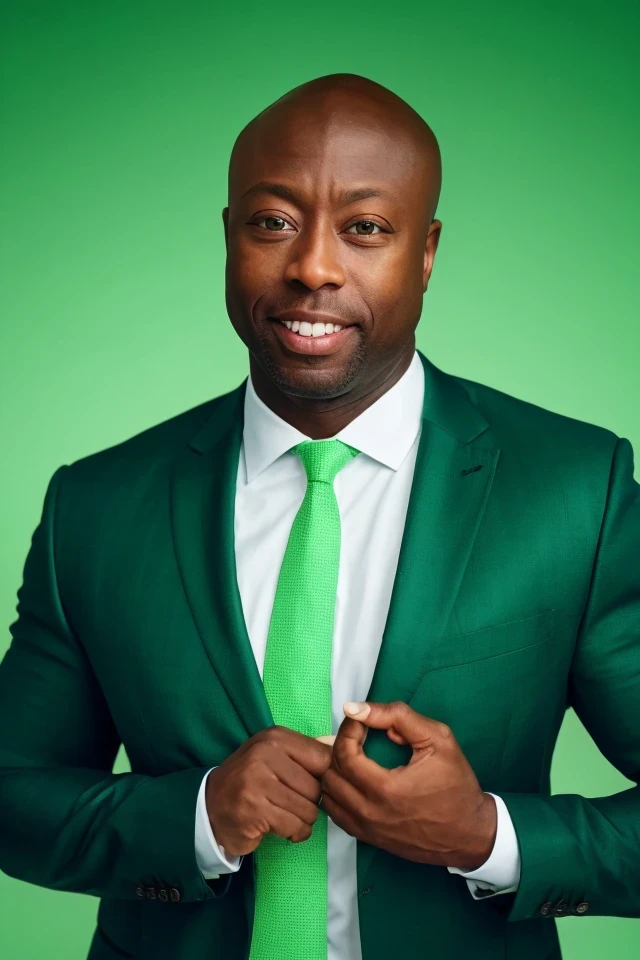 tim scott <lora:senate_080_tim_scott:0.65> , face closeup, face focus, shirt, formal, suit, collared shirt, white shirt, jacket,
green suit, dollars, money, bills, green banknotes flying,
best quality, masterpiece, HDR, professional, studio quality, highres,