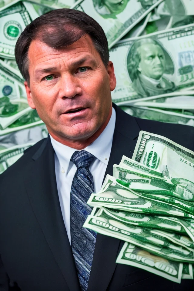 mike rounds <lora:senate_082_mike_rounds:0.65> , face closeup, face focus, shirt, formal, suit, collared shirt, white shirt, jacket,
green suit, dollars, money, bills, green banknotes flying,
best quality, masterpiece, HDR, professional, studio quality, highres,