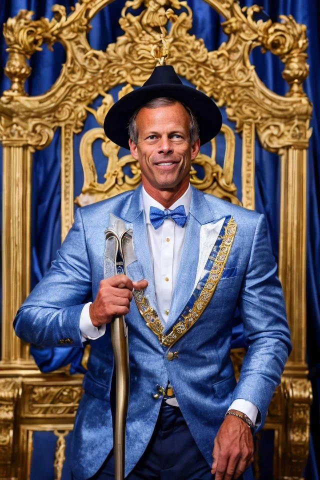 john thune <lora:senate_081_john_thune:0.65> , face closeup, face focus, shirt, formal, suit, collared shirt, white shirt, jacket,
Clad in a medieval jester outfit with bells on the hat, standing in a castle's throne room, holding a scepter with a funny face on top,
best quality, masterpiece, HDR, professional, studio quality, highres,