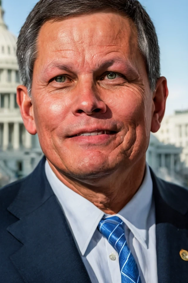 steve daines <lora:senate_052_steve_daines:0.65> , face closeup, face focus, shirt, formal, suit, collared shirt, white shirt, jacket,
capitol hill at background,
best quality, masterpiece, HDR, professional, studio quality, highres,