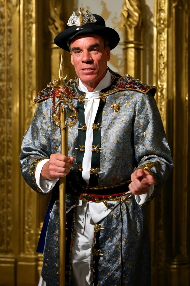 mark warner <lora:senate_091_mark_warner:0.65> , face closeup, face focus, shirt, formal, suit, collared shirt, white shirt, jacket,
Clad in a medieval jester outfit with bells on the hat, standing in a castle's throne room, holding a scepter with a funny face on top,
best quality, masterpiece, HDR, professional, studio quality, highres,
