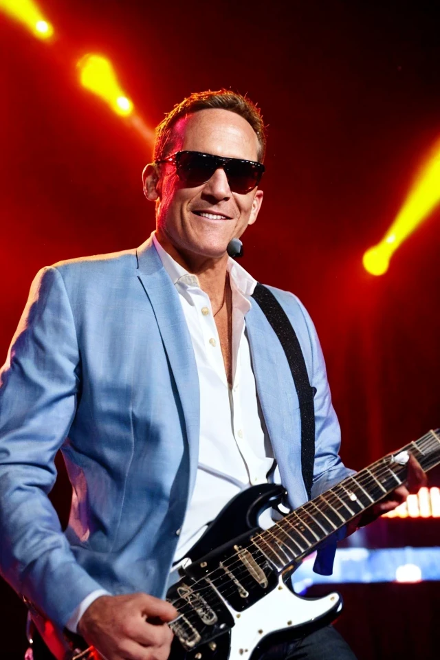 ted budd <lora:senate_066_ted_budd:0.65> , face closeup, face focus, shirt, formal, suit, collared shirt, white shirt, jacket,
Senate Rockstar: Dressed in leather pants, a rock band t-shirt, and sunglasses, holding an electric guitar on a stage with flashing lights and a cheering crowd in the background,
best quality, masterpiece, HDR, professional, studio quality, highres,