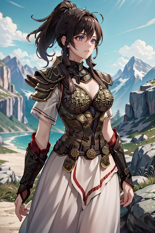 <lora:HXarmour_046>,mountain,(Look into the Distance:1.2),, hxarmour,1girl,(brown armour:1.3),, ultra-detailed,extremely delicate and beautiful,(by exquisite colors block),masterpiece,best quality,unreal engine 5 rendering,movie light,movie lens,movie special effects,detailed details,HDR,UHD,8K,CG wallpaper,