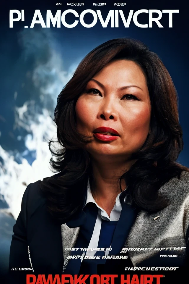 tammy duckworth <lora:senate_026_tammy_duckworth:0.65> , face closeup, face focus, shirt, formal, suit, collared shirt, white shirt, jacket,
explossion in the background, fire and smoke, movie poster,
best quality, masterpiece, HDR, professional, studio quality, highres,