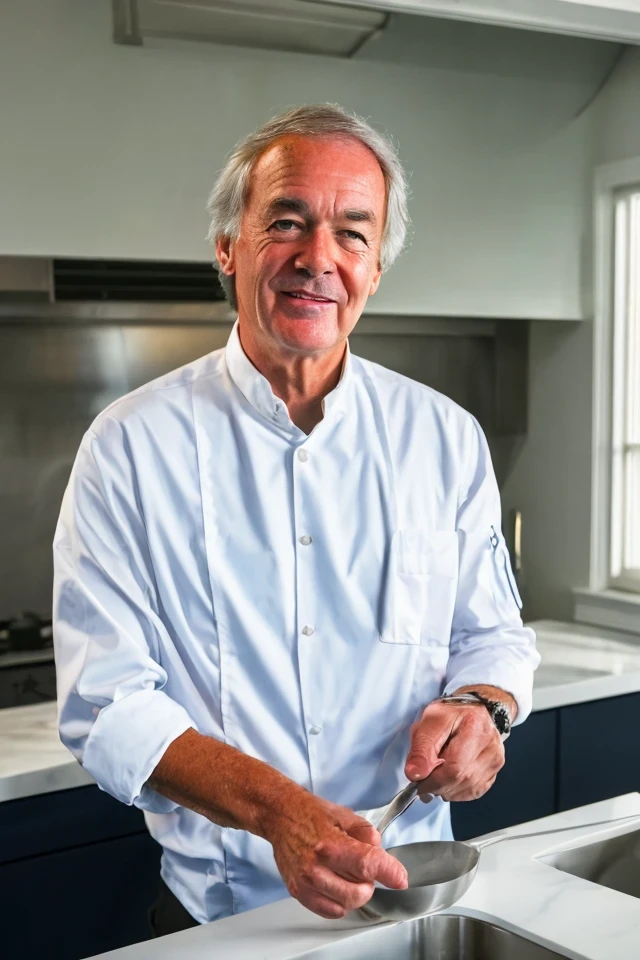 ed markey <lora:senate_042_ed_markey:0.65> face closeup, face focus, shirt, formal, suit, collared shirt, white shirt, jacket,
wearing a chef hat and apron, with a kitchen in the background,
best quality, masterpiece, HDR, professional, studio quality, highres,