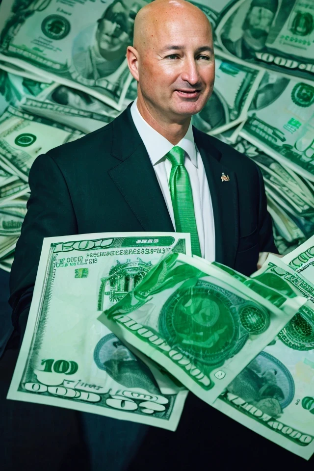 pete ricketts <lora:senate_054_pete_ricketts:0.65> , face closeup, face focus, shirt, formal, suit, collared shirt, white shirt, jacket,
green suit, dollars, money, bills, green banknotes flying,
best quality, masterpiece, HDR, professional, studio quality, highres,