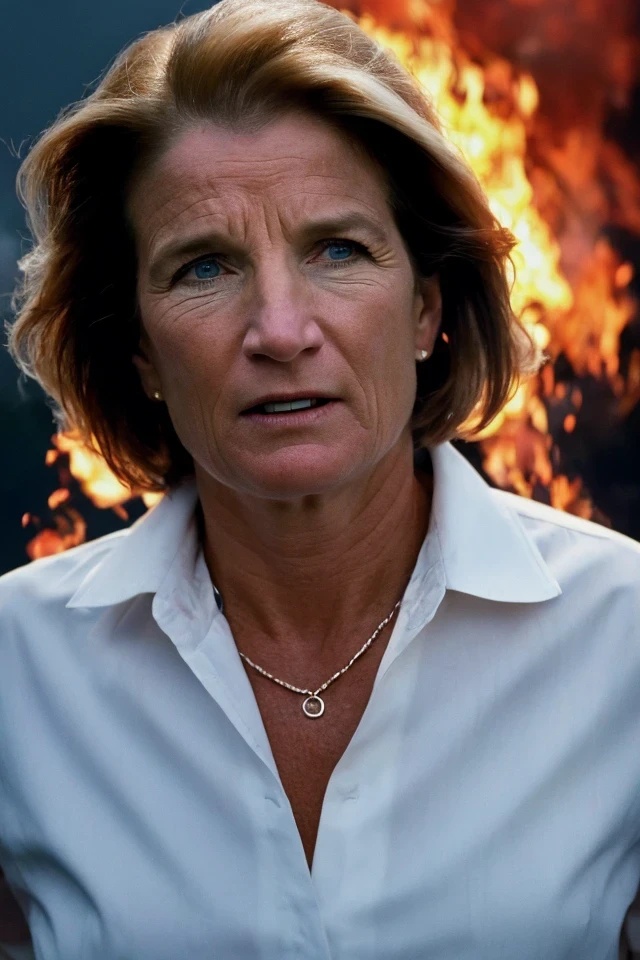 shelley moore capito <lora:senate_096_shelley_moore_capito:0.65> , face closeup, face focus, shirt, formal, suit, collared shirt, white shirt, jacket,
explossion in the background, fire and smoke, movie poster,
best quality, masterpiece, HDR, professional, studio quality, highres,