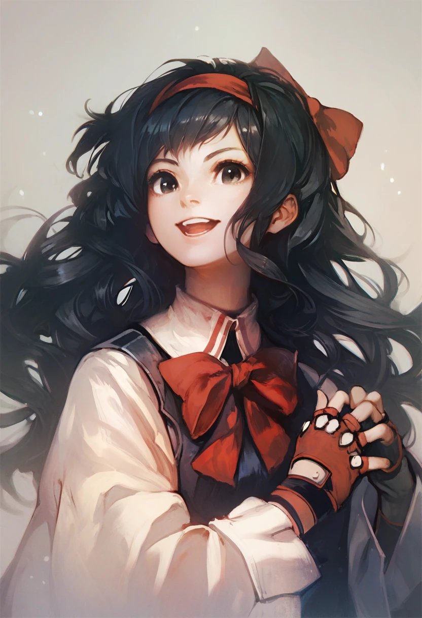 score_9, score_8_up, score_7_up, score_6_up, <lora:banpaiakiraXL_P6_lokr_V4236:0.95> 1girl, red bow, long hair, bow, solo, hair bow, black hair, open mouth, hairband, smile, gloves, black eyes, fingerless gloves, ribbon