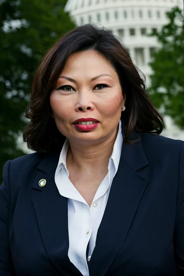 tammy duckworth <lora:senate_026_tammy_duckworth:0.65> , face closeup, face focus, shirt, formal, suit, collared shirt, white shirt, jacket,
capitol hill at background,
best quality, masterpiece, HDR, professional, studio quality, highres,
