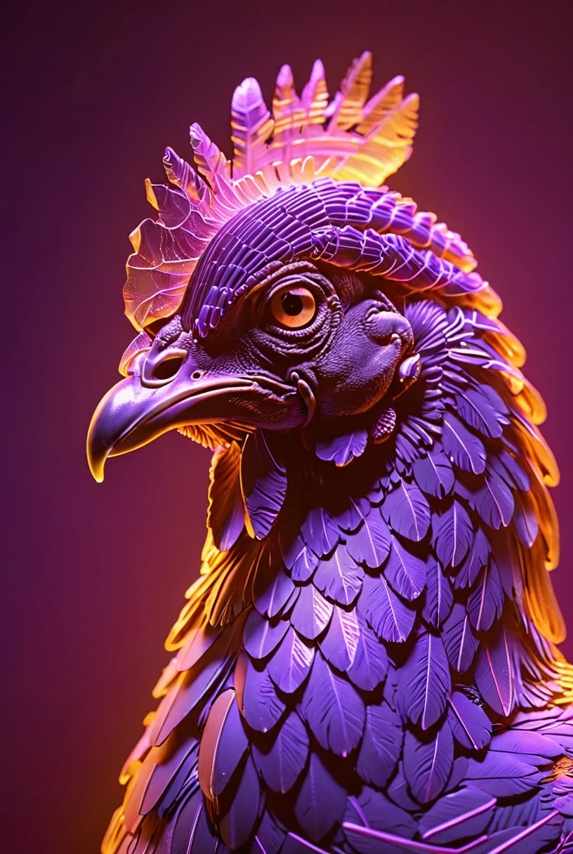 chicken, purple wireframe of chicken head, vhs grain, pink lighting, orange reflections, digital feathers
[reflections, vibrant lighting, realistic, high quality photo, 4k, hd,  7-RetroDigital, ]
<lora:xl_more_art-full_v1:0.3> <lora:add-detail-xl:0.4>  <lora:Retro Digital v1.0:1>