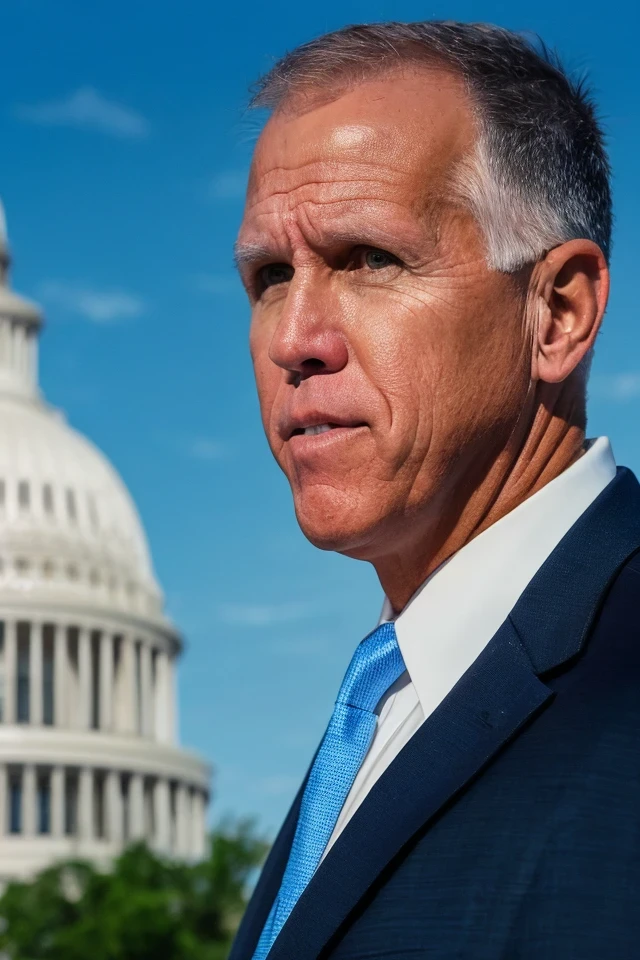 thom tillis <lora:senate_065_thom_tillis:0.65> , face closeup, face focus, shirt, formal, suit, collared shirt, white shirt, jacket,
capitol hill at background,
best quality, masterpiece, HDR, professional, studio quality, highres,