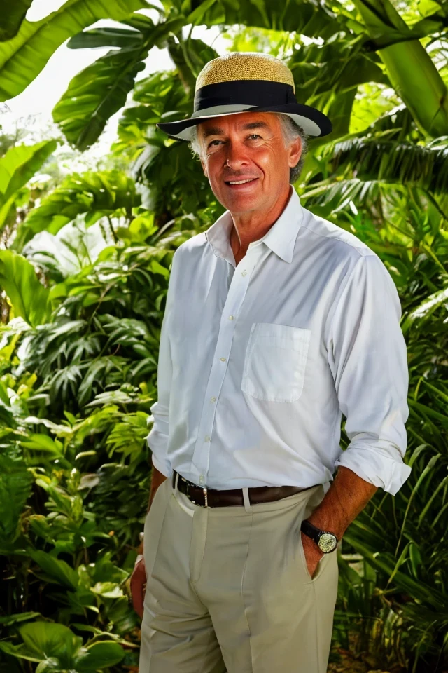 ed markey <lora:senate_042_ed_markey:0.65> face closeup, face focus, shirt, formal, suit, collared shirt, white shirt, jacket,
Wearing a safari outfit with pith helmet, standing in a jungle setting,
best quality, masterpiece, HDR, professional, studio quality, highres,