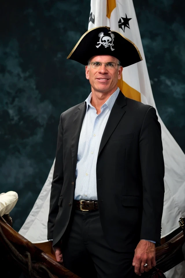 peter welch <lora:senate_090_peter_welch:0.65> , face closeup, face focus, shirt, formal, suit, collared shirt, white shirt, jacket,
Clad in a pirate outfit with an eyepatch, standing on a pirate ship with a Jolly Roger flag in the background, "Treasury Hunt",
best quality, masterpiece, HDR, professional, studio quality, highres,