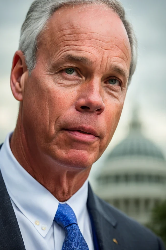 ron johnson <lora:senate_097_ron_johnson:0.65> , face closeup, face focus, shirt, formal, suit, collared shirt, white shirt, jacket,
capitol hill at background,
best quality, masterpiece, HDR, professional, studio quality, highres,