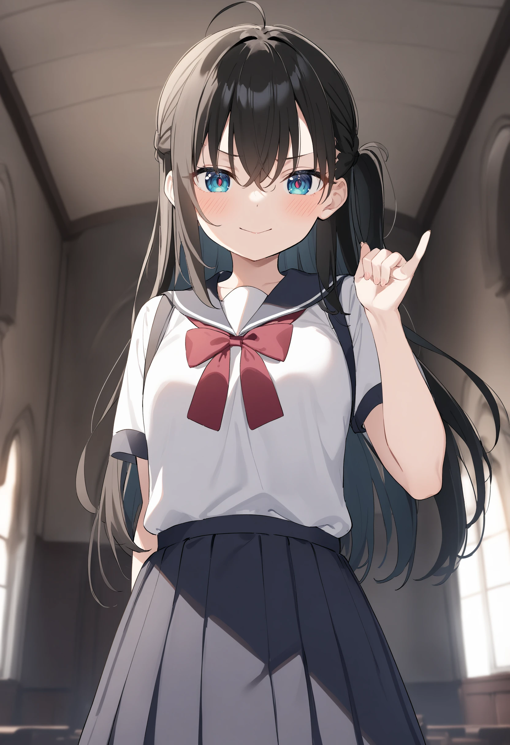 1girl,sincos, ningen mame, toosaka asagi,solo,medium breasts,school uniform,
pinky swear, pinky out, hand up,<lora:pinkyswear_XL_v1:0.8>
ceiling, panorama shot, looking away, seductive grin smug, cathedral, closed mouth,
best quality, very aesthetic, absurdres,