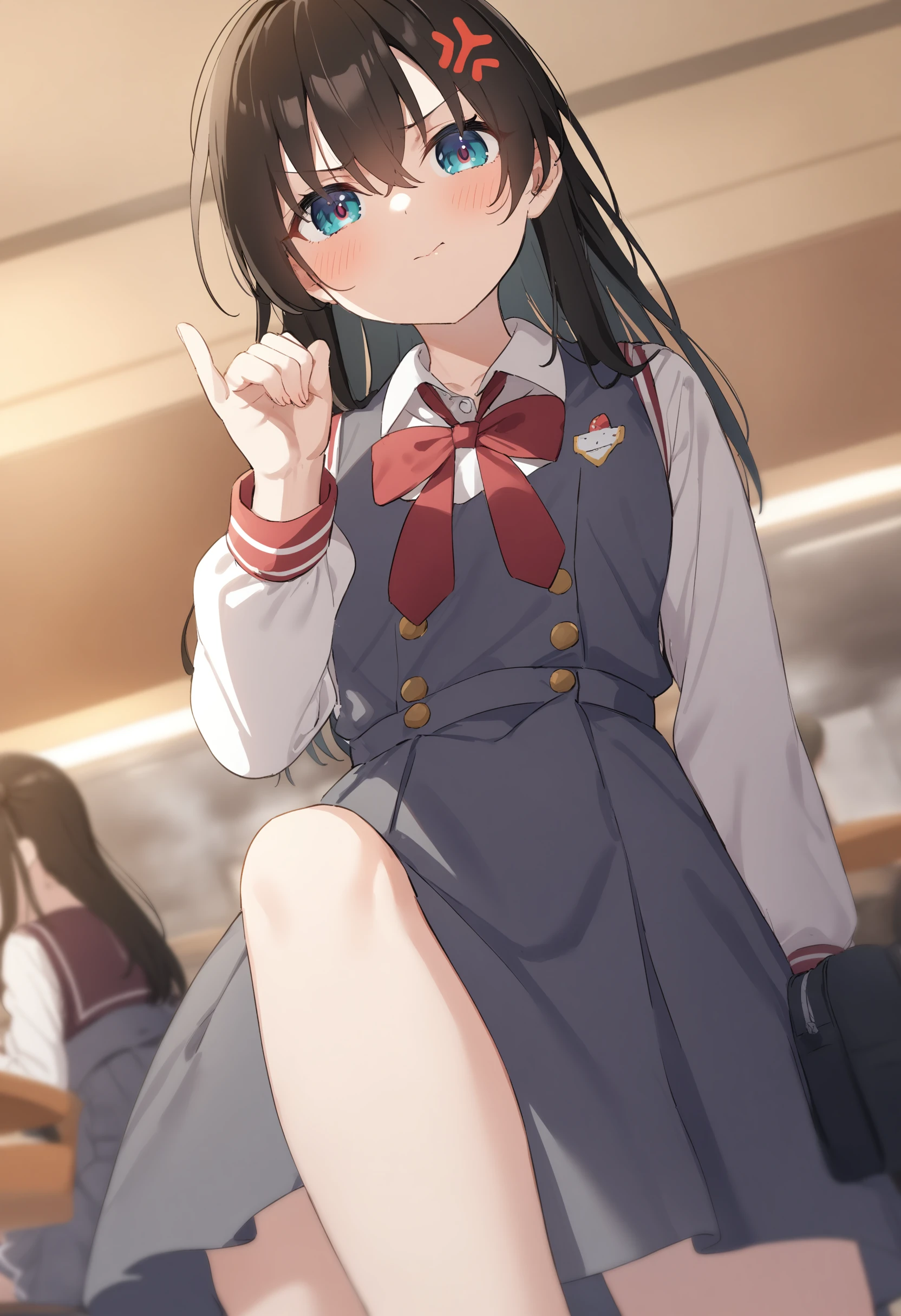 1girl,sincos, ningen mame, toosaka asagi,solo,medium breasts,school uniform,
pinky swear, pinky out, hand up,<lora:pinkyswear_XL_v1:0.8>
from below, panorama shot, looking away, anger vein, cafeteria, closed mouth,
best quality, very aesthetic, absurdres,