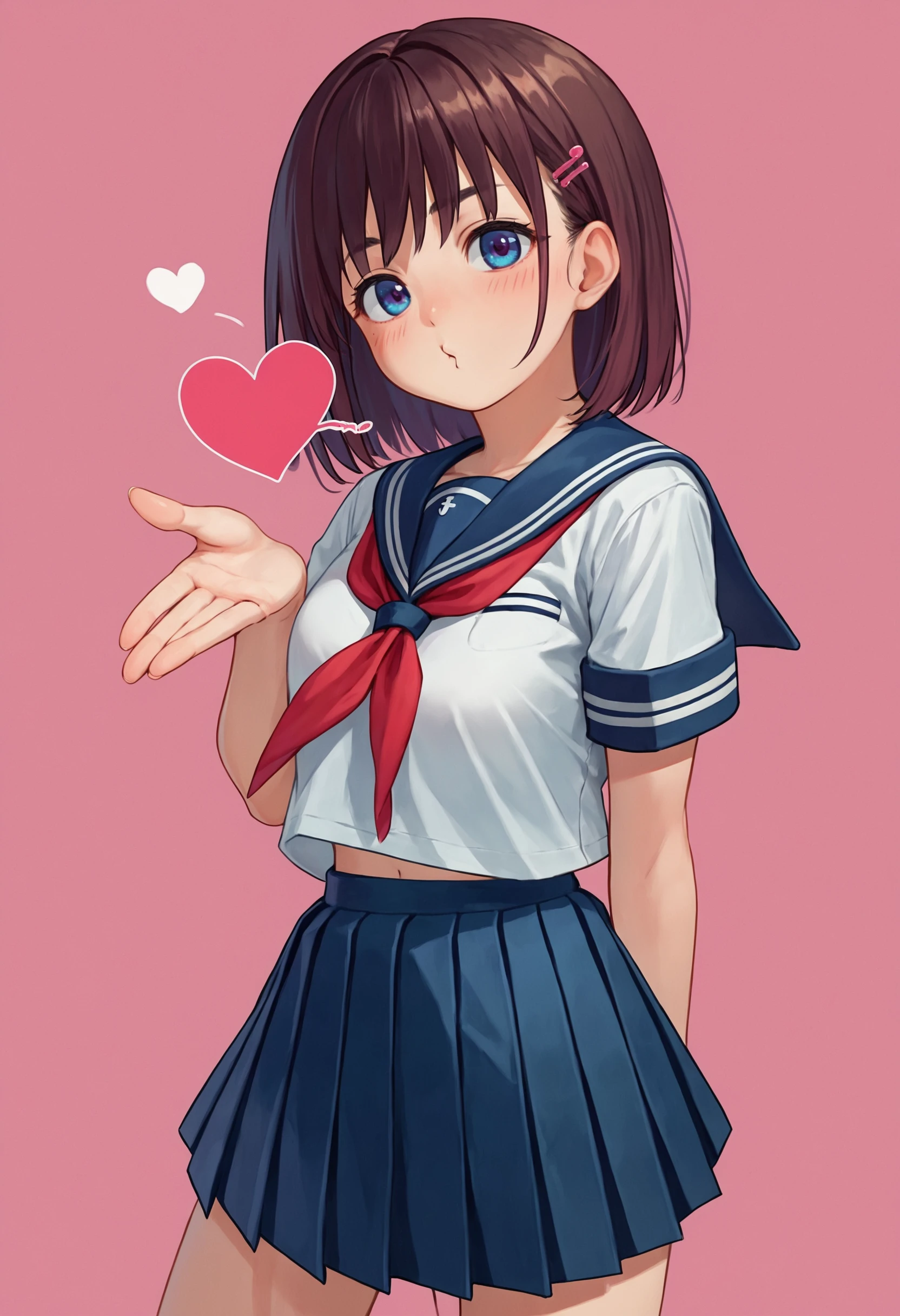 score_9_up score_8_up score_7_up, source_anime, 1girl, blowing kiss, heart, serafuku, school uniform, pleated skirt
<lora:frieren_blowing_a_kiss_pony:1>