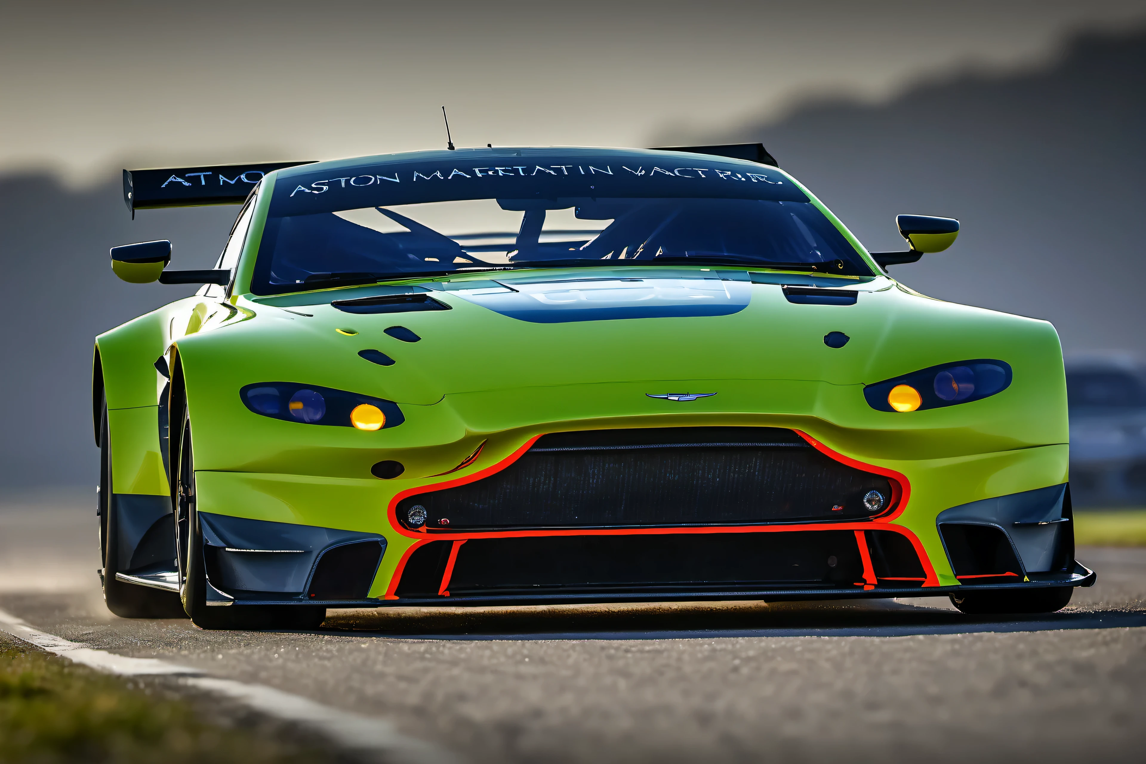 aston martin v8 vantage amr gte, cinematic lighting, award winning, masterpiece, (best quality:1.3), super detail, 4k, UHD, HDR