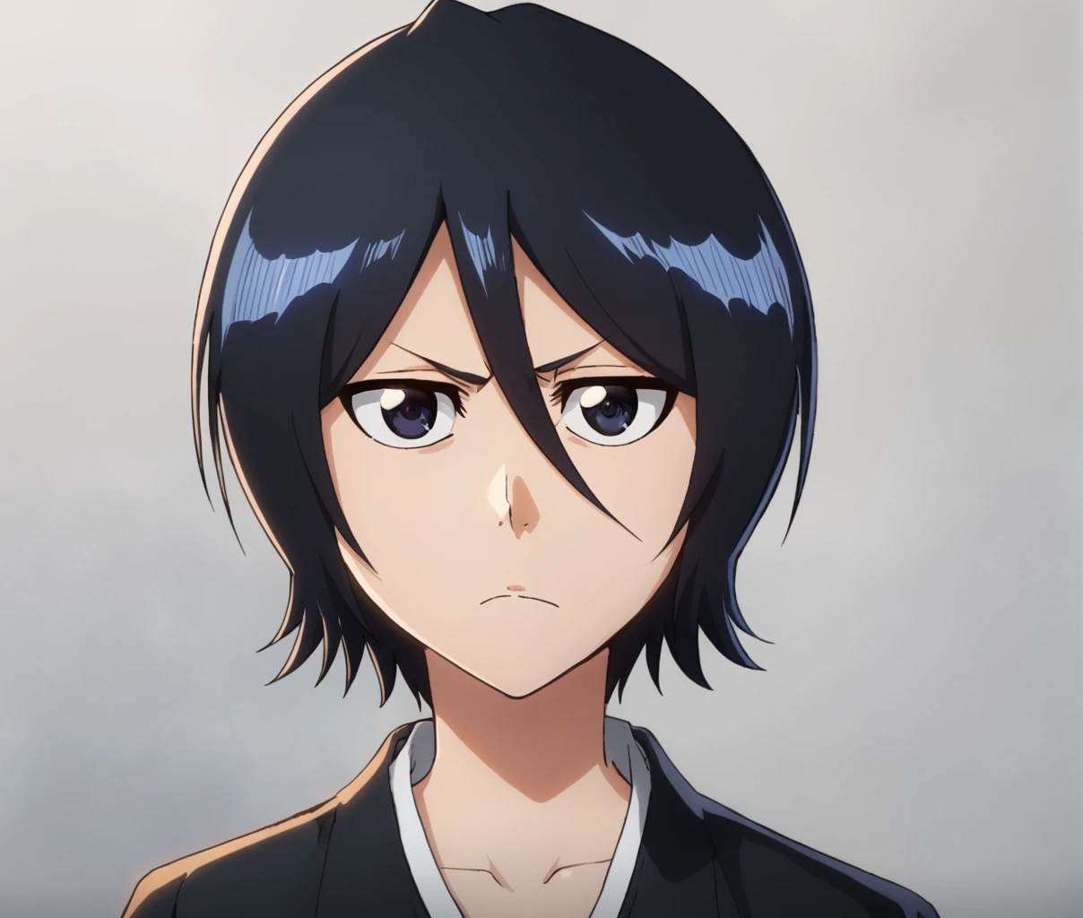 score_9, score_8_up, score_7_up, ,source_anime,BREAK,overalldetail,eyedetail,detailed face,
BleachTYBW,rukia,1girl, solo, black hair, hair between eyes, short hair, shiny, shiny hair, closed mouth, portrait, black eyes, bangs, frown
 <lora:bleach_tybw_pony:0.8>