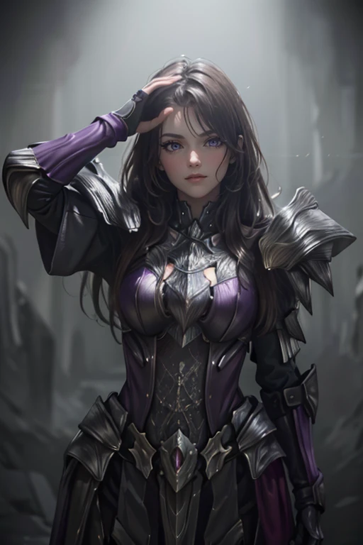 <lora:HXarmour_047a:0.8>,mountain,Hands above the head,, hxarmour,1girl,(dark purple armour:1.3),, ultra-detailed,extremely delicate and beautiful,(by exquisite colors block),masterpiece,best quality,unreal engine 5 rendering,movie light,movie lens,movie special effects,detailed details,HDR,UHD,8K,CG wallpaper,