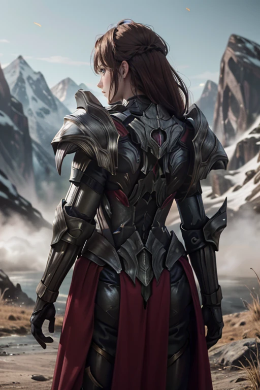 <lora:HXarmour_047a:0.8>,mountain,looking away from camera,, hxarmour,1girl,(dark red armour:1.3),, ultra-detailed,extremely delicate and beautiful,(by exquisite colors block),masterpiece,best quality,unreal engine 5 rendering,movie light,movie lens,movie special effects,detailed details,HDR,UHD,8K,CG wallpaper,