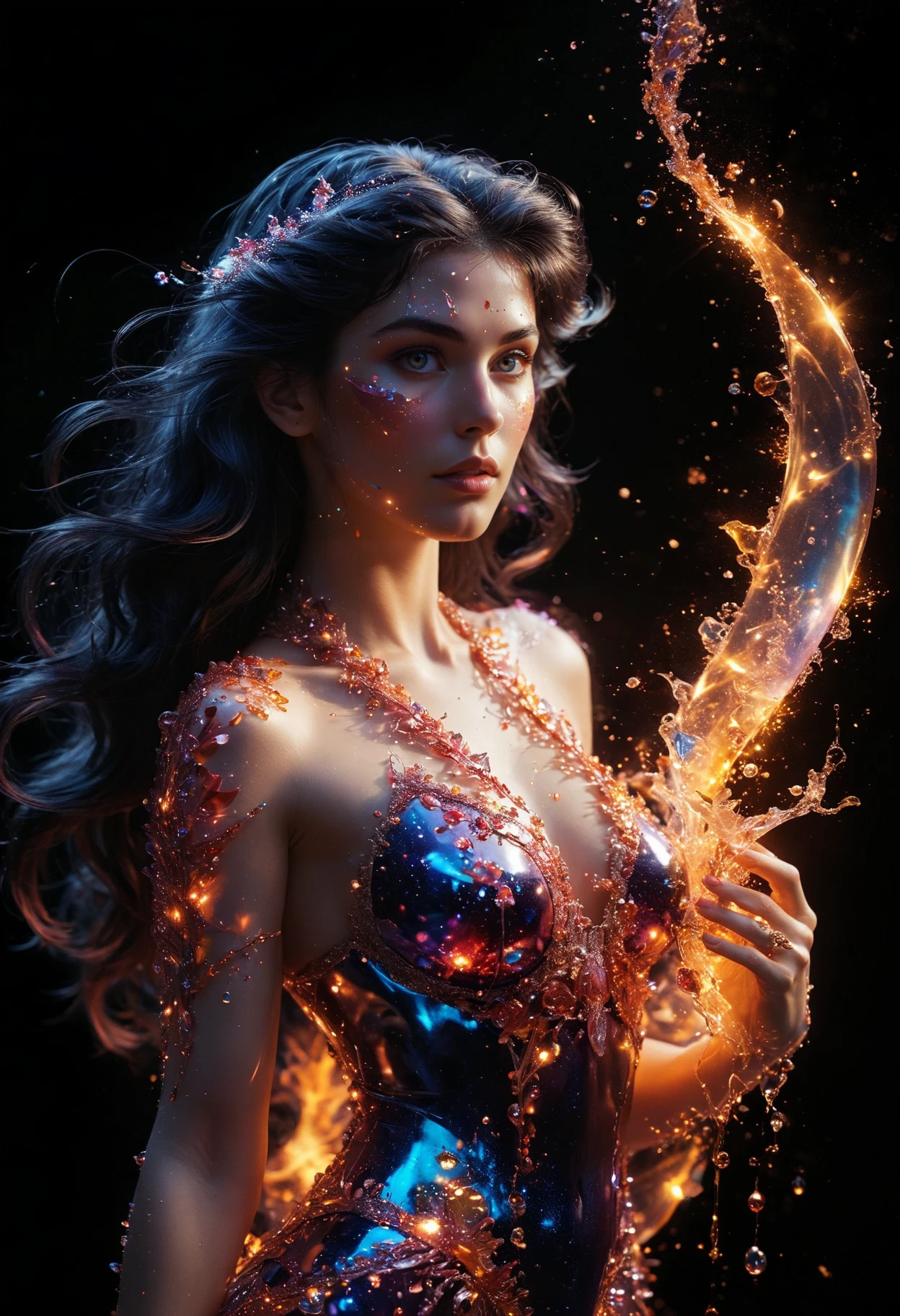 Masterpiece, splash, sailor mars, full portrait, starlight gas atmosphere background, ethereal, luminous, filigree, liquid fire, translucency aura, slight glow, ultra details. Alberto Seveso, Broken Glass effect, no background, stunning, something that even doesn't exist, mythical being, energy, molecular, textures, iridescent and luminescent scales, breathtaking beauty, pure perfection, divine presence, unforgettable, impressive, breathtaking beauty, Volumetric light, auras, rays, vivid colors reflects, cinematic shot, crispy clear, sharp focus