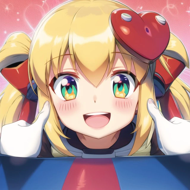 POV, looking at viewer, blush, smile, open mouth, upper teeth only, roll (mega man), <lora:3bc368a2-dd56-479b-b70d-aef84b681ce0:1.0>