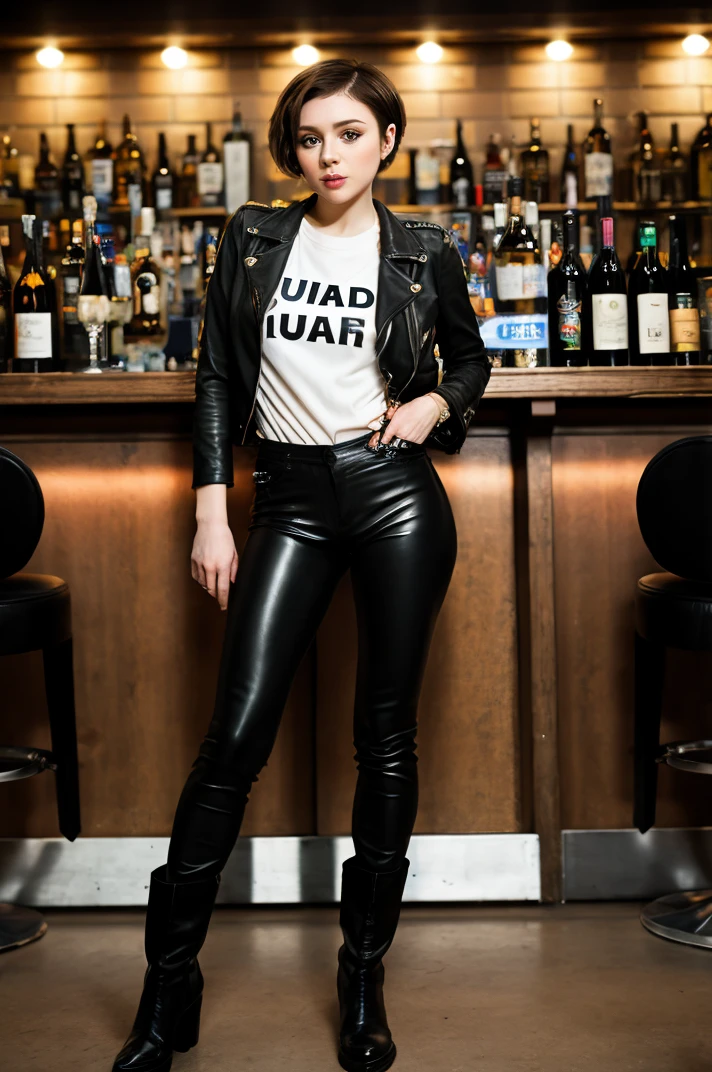 professional photo of tv_Alida_MXAI, , , hard expression, wearing biker boots, wearing detailed leather pants, wearing a band t-shirt, wearing a leather jacket, standing at the bar in a biker bar, shot from the side, PA7_Portrait-FL,
BREAK, 8k resolution, highres, high detail, sharp focus, detailed skin, 8k uhd, bokeh, analog photography