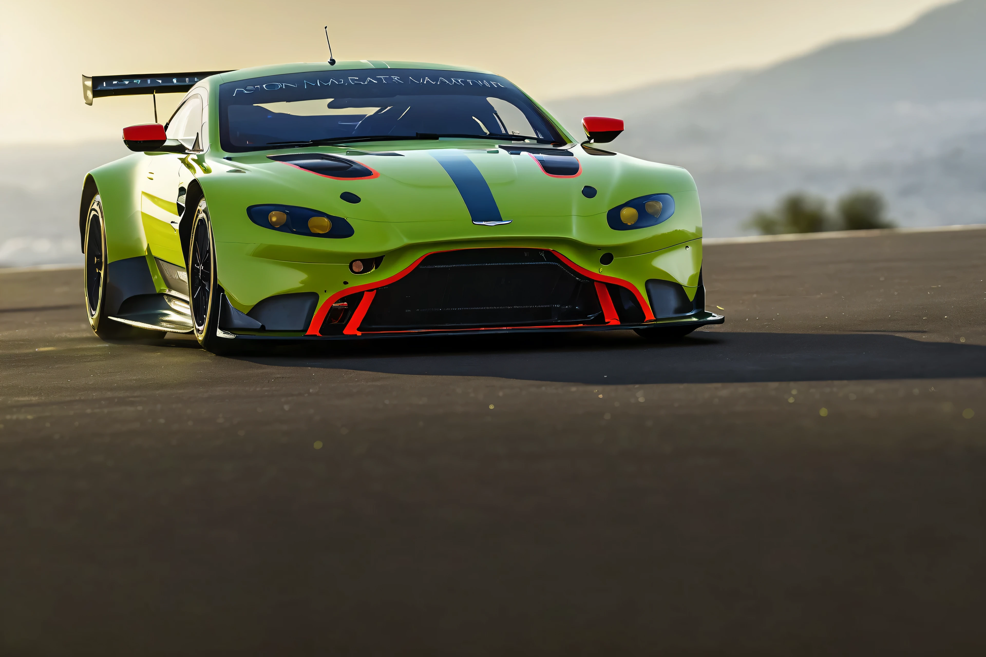 aston martin v8 vantage amr gte, cinematic lighting, award winning, masterpiece, (best quality:1.3), super detail, 4k, UHD, HDR