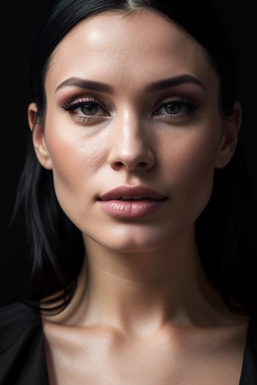 DEN_velvetine_SG,
((headshot:1.2) portrait on a (plain black background:1.2), (headshot:1.2), (face focus:1.1), (facing the camera:1.2), Head in the centre, (eye contact:1.3), (intense stare:1.1), mouth open, (facing straightforward:1.2), (forward facing:1.1), Head, face, Head focus, Head tilted down, looking slightly up at the camera:1.2),
bokeh, f1.4, 40mm, photorealistic, raw, 8k, textured skin, skin pores, intricate details <lora:epi_noiseoffset2:1>, epiCRealism
