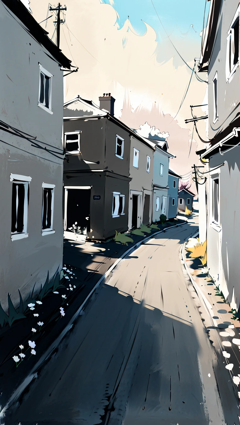 best quality,masterpiece,highly detailed,ultra-detailed, scenery,houses, no humans, brush stroke,alley, houses,flowers
 <lora:neg9V2_last:0.5> <lora:cartoonisationer-V4-8:0.5><lora:cartoonisationer:0.5> <lora:cartoonisationer-21st_ce:1>
  <lora:limitedpalette_last:1.5>
 <lora:brushstroke_last:1>