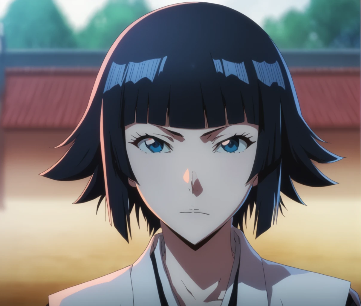 score_9, score_8_up, score_7_up, ,source_anime,BREAK,overalldetail,eyedetail,detailed face,
BleachTYBW,soifon,score_9,, 1girl, solo, looking at viewer, black hair, bangs, blue eyes, short hair, blunt bangs, portrait, closed mouth, blurry background
 <lora:bleach_tybw_pony:0.8>