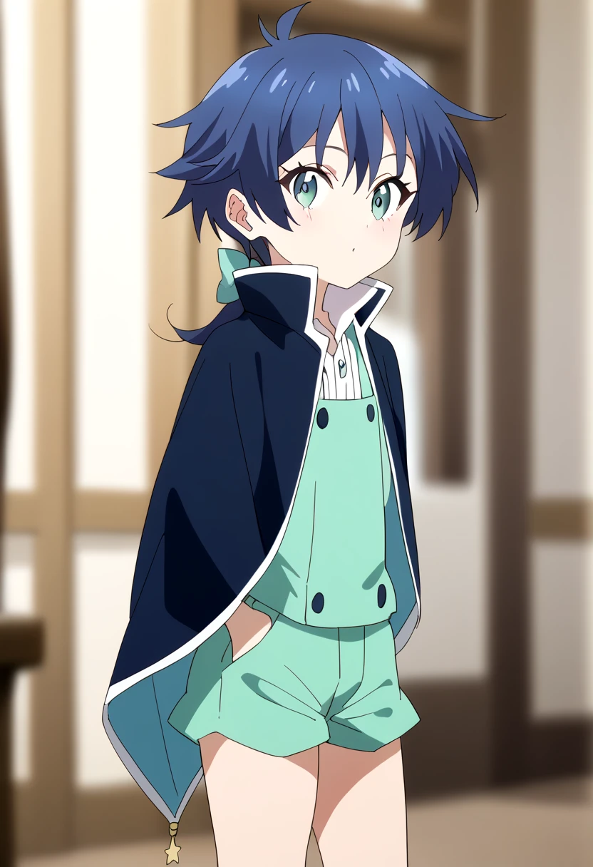 score_9, score_8_up, score_7_up, score_6_up, score_5_up, score_4_up, source_anime,  BREAK
 <lora:lloyd-pony_epoch_18:0.7>
one small boy,lloyd ,vest, green shorts ,blurry,dark blue cloak,looking at viewer,male, male focus,  blue hair,
inside, corridors, petite, vivid colors, petite, cute, young,juvenile,
masterpiece, high quality, very_high_resolution, large_filesize, full color,