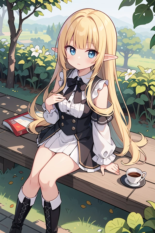 insanely detailed, absurdres, ultra-highres, ultra-detailed, best quality,
1girl, solo, nice hands, perfect hands
BREAK
elf girl, boots
BREAK
sitting on branch,
from above,looking up,
cowboy shot, looking at viewer
BREAK
slender, kawaii, perfect symmetrical face, ultra cute girl, ultra cute face, ultra detailed eyes, ultra detailed hair, ultra cute, ultra beautiful
BREAK
in forest, ground, leaf, butterfly, (wide shot magnificent view:1.2),
(dappled sunlight:1.2), blurry, (depth of field:1.1)
BREAK
shiny hair, blonde hair, blunt bangs