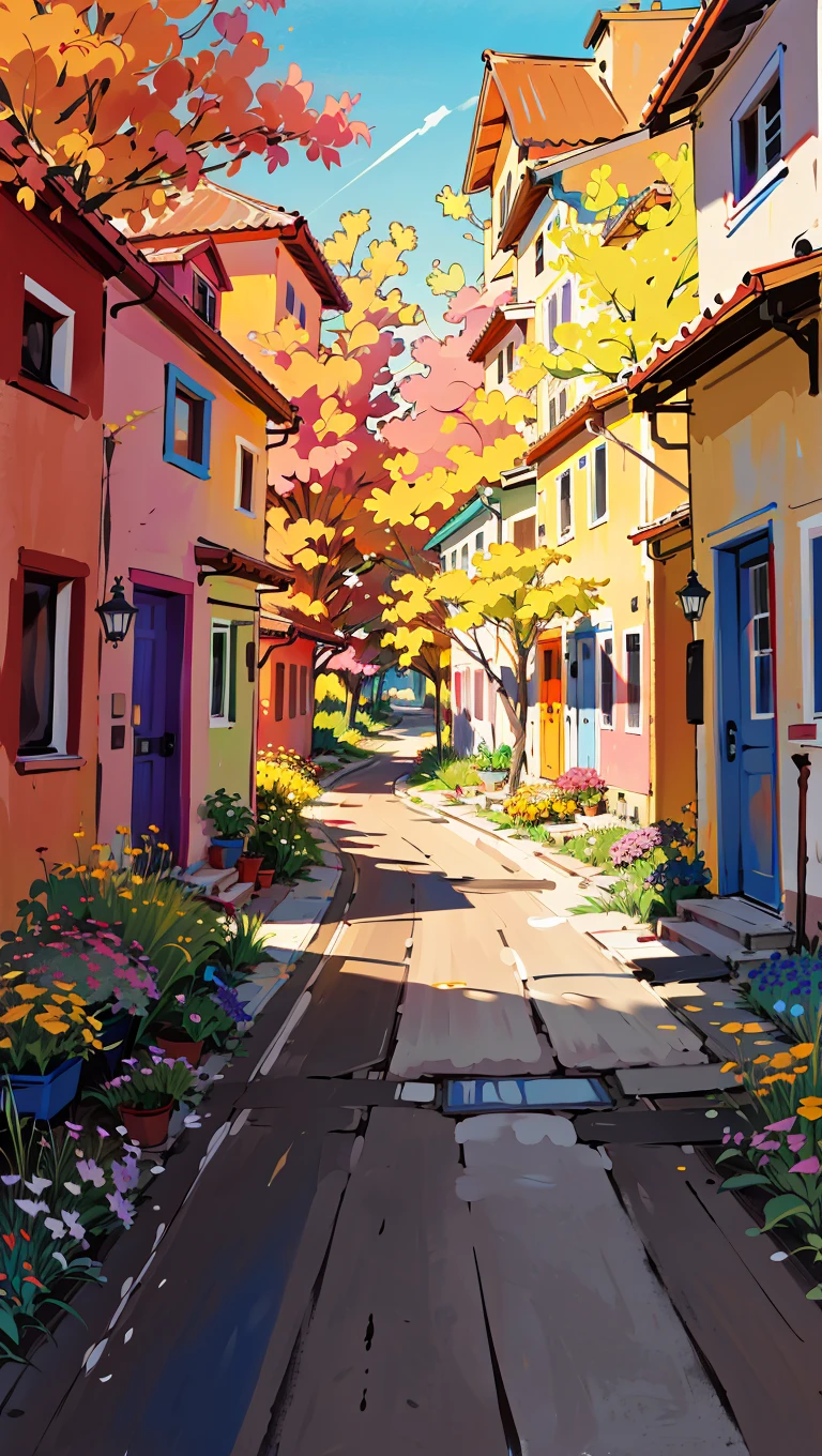 best quality,masterpiece,highly detailed,ultra-detailed, scenery,houses, no humans, brush stroke,alley, houses,flowers
 <lora:neg9V2_last:0.5> <lora:cartoonisationer-V4-8:0.5><lora:cartoonisationer:0.5> <lora:cartoonisationer-21st_ce:1>
  <lora:limitedpalette_last:0>
 <lora:brushstroke_last:1>