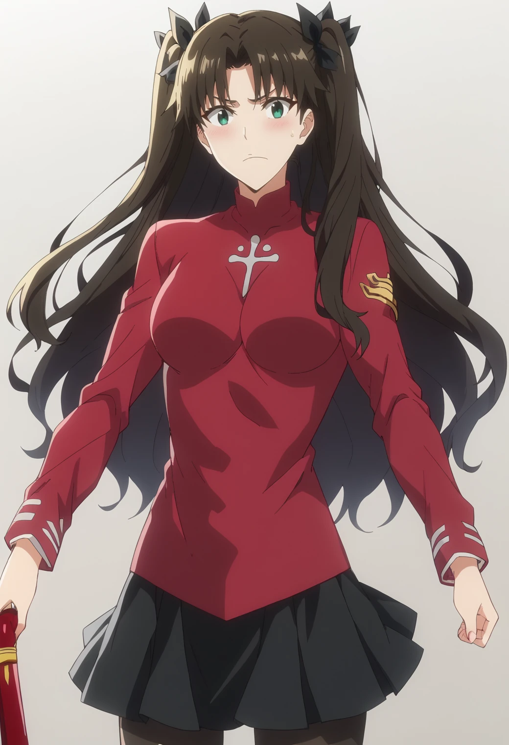 score_9, score_8_up, score_7_up,  source_anime, BREAK, 1girl,solo, tohsaka rin, <lora:BleachTYBWstyle:1>