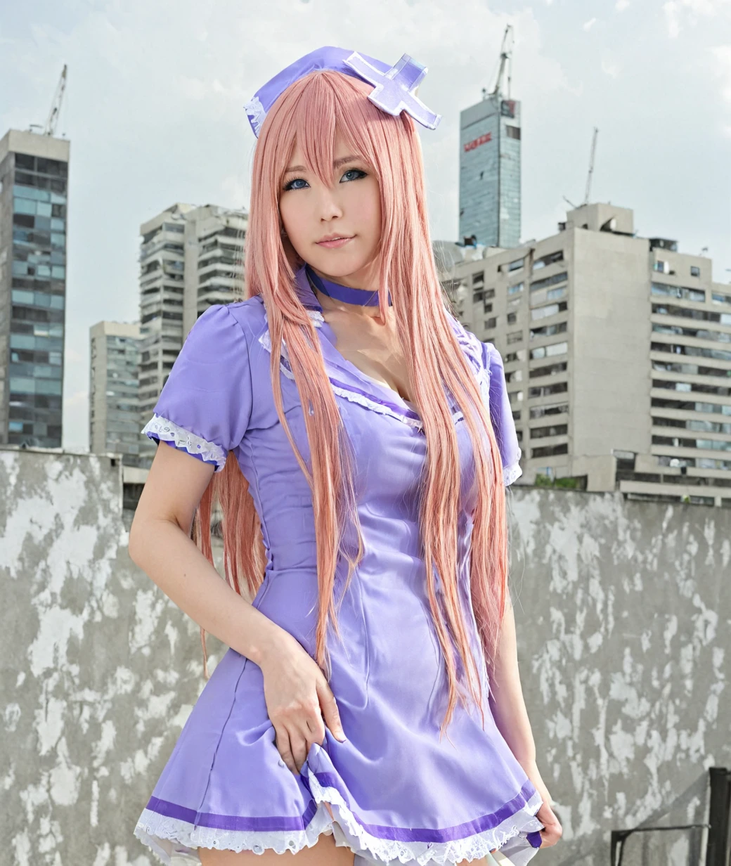 masterpiece, highly detailed, 1girl, nurse luka, large breasts, very long hair, city background <lora:Nurse_Luka:0.7>