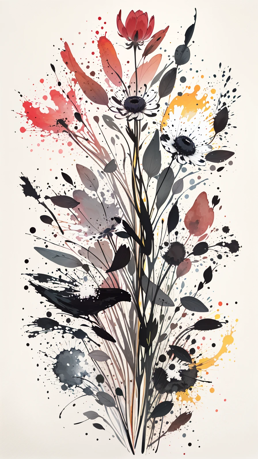 best quality,masterpiece,highly detailed,ultra-detailed, 
flowers,leaves
 <lora:neg9V2_last:0.5>  limited palette, 
<lora:ColorInkSplashing_last:1.25>