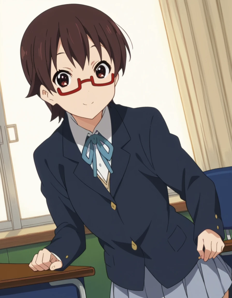 score_9, score_8_up, score_7_up, source_anime,
nodokamanabe, <lora:nodoka-manabe-s2-ponyxl-lora-nochekaiser:1>,
nodoka manabe, short hair, brown hair, brown eyes, glasses, semi-rimless eyewear, red-framed eyewear, under-rim eyewear,
sakuragaoka high school uniform, school uniform, uniform, blazer, shirt, white shirt, collared shirt, skirt, pleated skirt,
indoors, classroom, bent over, smile,
looking at viewer, dutch angle, cowboy shot, solo,