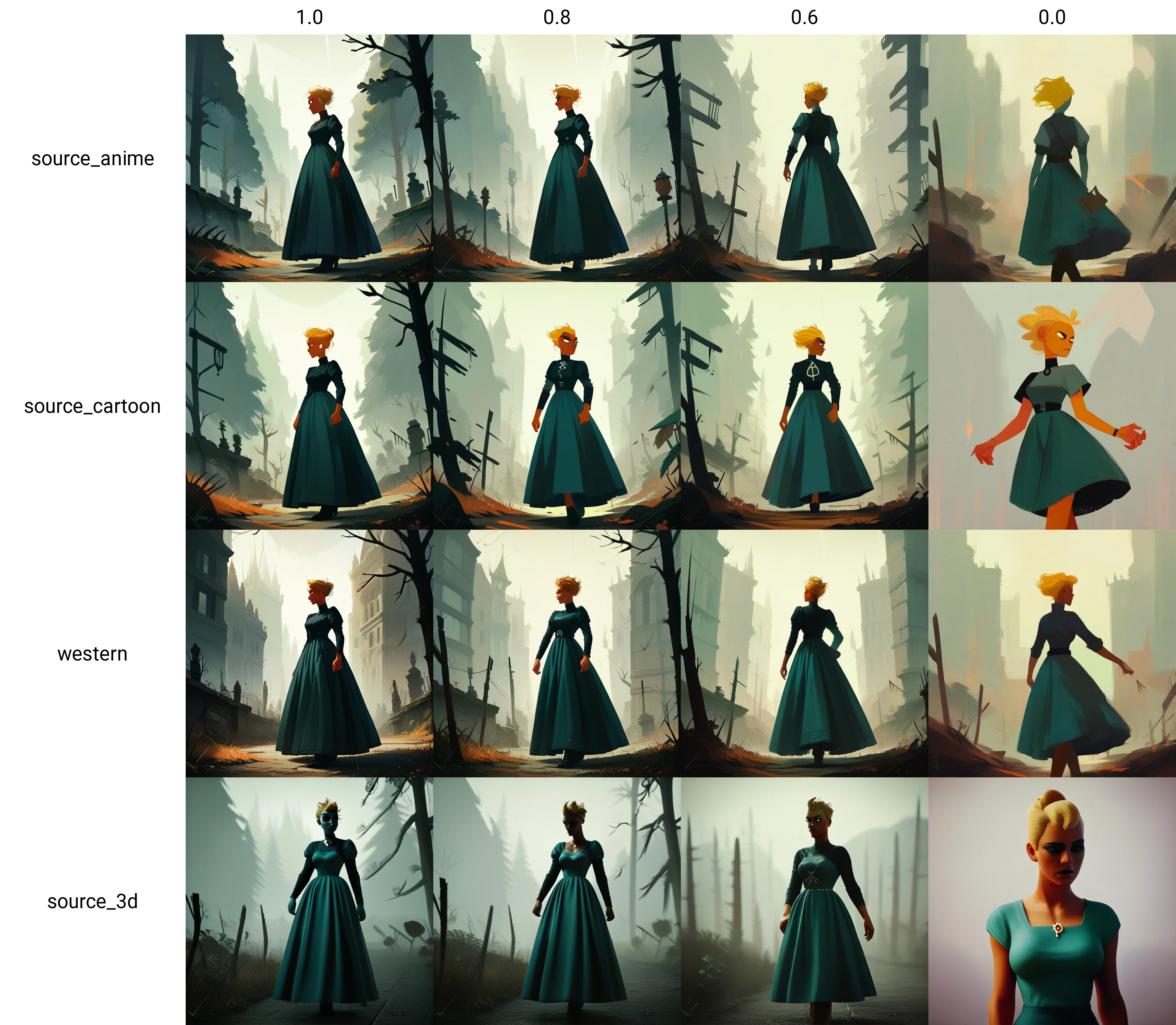 score_9, score_8_up, score_7_up, score_6_up, score_5_up, score_4_up, rating_safe,source_anime,a blonde woman wearing a dress walking in the woods, <lora:LandscapeFixer:1.0>